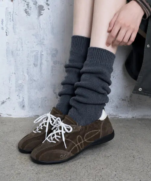 [KHIHO] SKIA Pinking Shirring Sneakers - Brown / 스키아 핑킹 셔링 스니커즈 브라운
