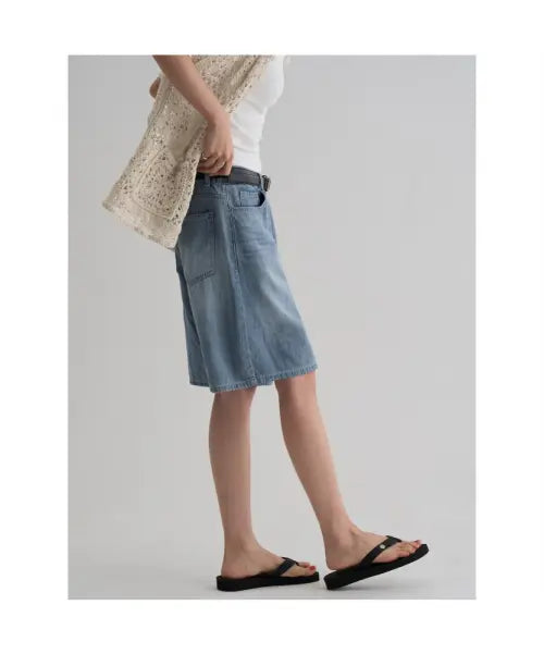 [8SECONDS] 5-Length Denim Shorts Sky Blue / 5부 데님쇼츠  스카이 블루