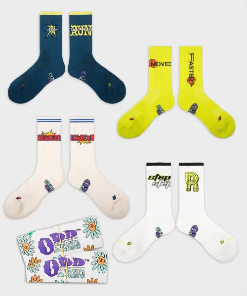 [ODDSOCKS] [2PACK] Cushioning Running Crew Socks C - 4 types / [2PACK] 쿠셔닝 러닝 크루 삭스C -4types