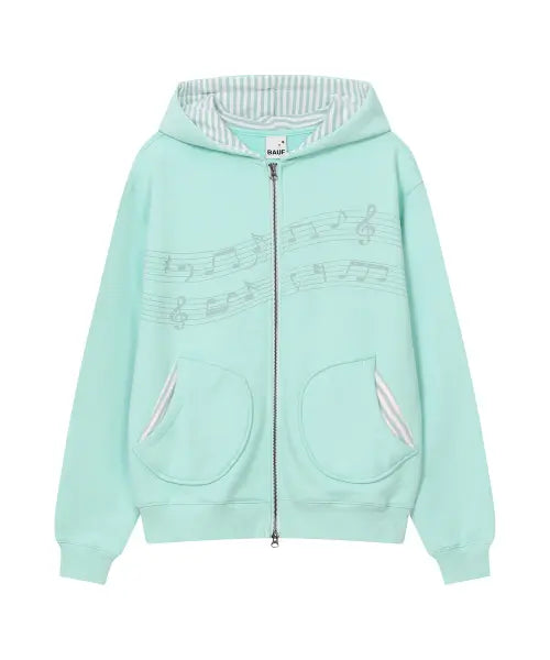 [BAUF] Melody Pocket Zip-Up Hoodie [Mint] / 멜로디 포켓 후드집업 [민트]