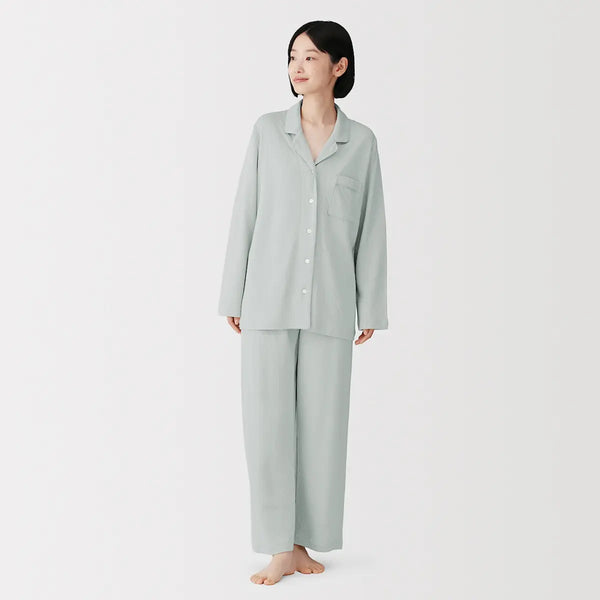 [MUJI] Women's Soft Jacquard Jersey Long Sleeve Pajamas / 여성 보드라운 자카드 저지 긴소매 파자마