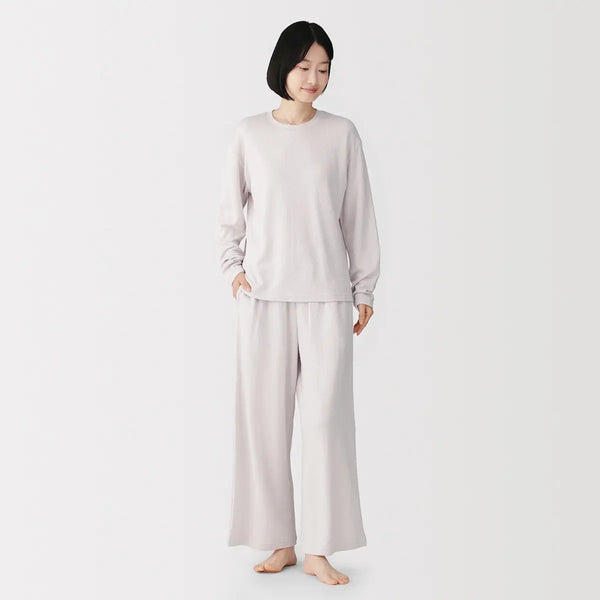 [MUJI] Women's Soft Jacquard Jersey Long Sleeve Lounge Set / 여성 보드라운 자카드 저지 긴소매 룸 웨어 세트