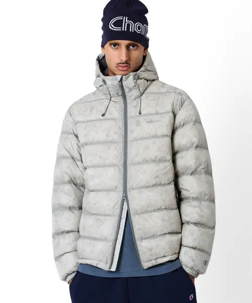 [CHAMPION] 2-Way Hooded Light Down Jacket / 2WAY 후디드 라이트 다운 재킷 Light Grey