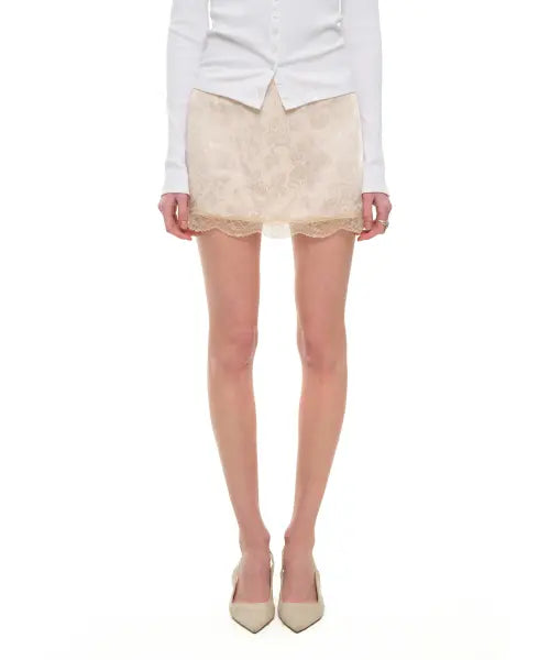 [TOOMUCHTAX] Lace Mini Slip Skirt - Light Pink / 레이스 미니 슬립 스커트 라이트 핑크