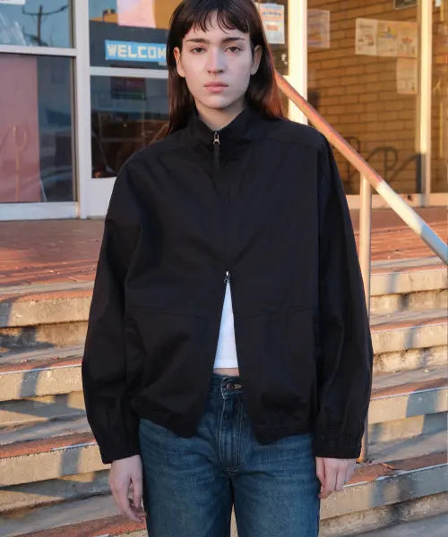 [LOW CLASSIC] WASHED COTTON OVERSIZED BLOUSON_BLACK [LC261JP01BK]