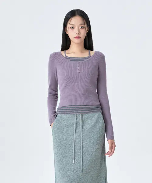 [MIXXO] Scoop Neck Sleeveless Layered Knit_MIWKAG923T / 스쿱넥 나시 레이어드 니트_MIWKAG923T