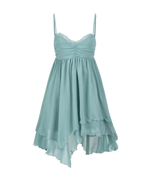 [ILLIO] Jade mint Asymmetric Chiffon Dress / [빛오 x 일리오] Jade mint Asymmetric Chiffon Dress