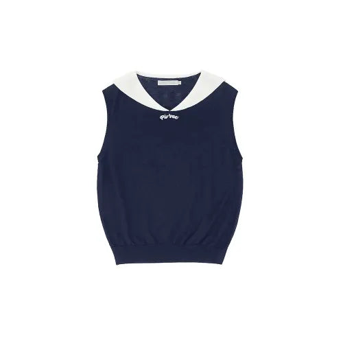 [PIV’VEE] Giant smiley sailor sleeveless knit top (ocean navy)
