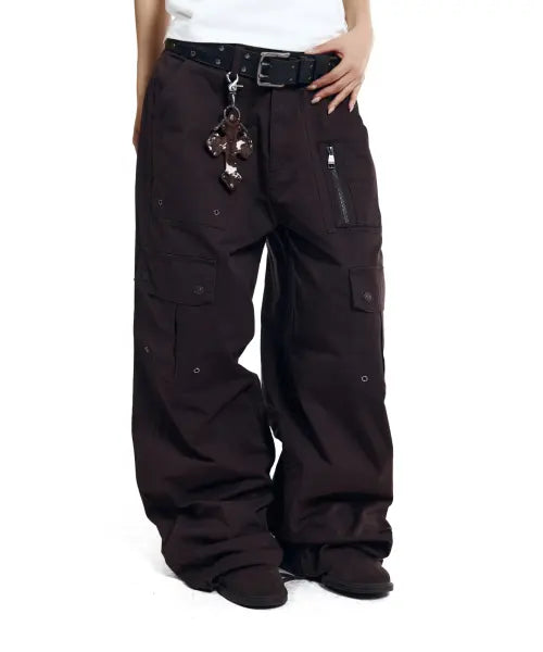 [AAKAM] Shirring Utility Cargo Pants (Brown)