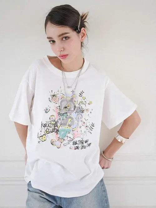 [KOOLKITTEN] Kittens Picnic Graphic Tshirt 3colors / 키튼 피크닉 그래픽 티셔츠 3colors