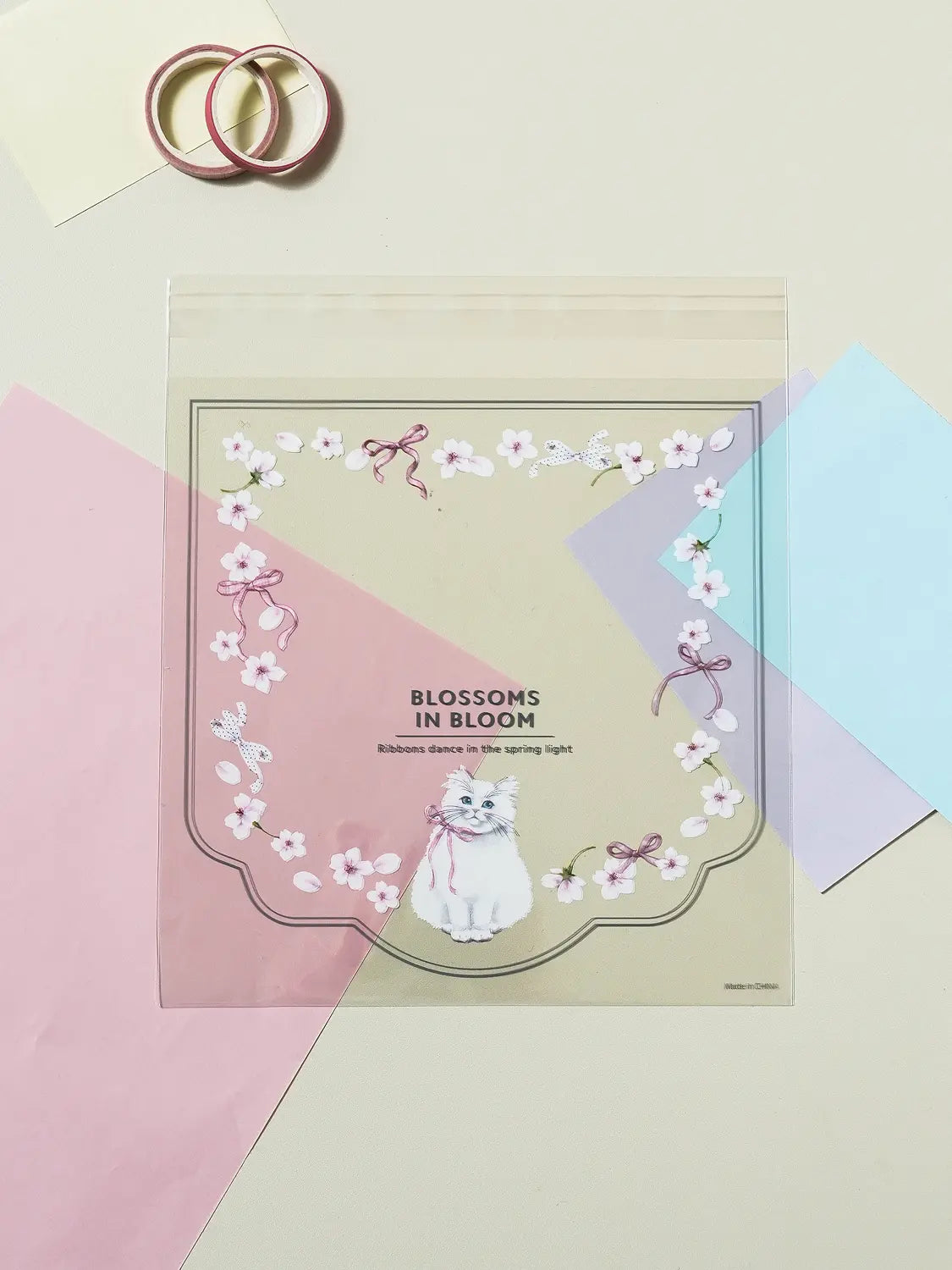 [DAISO] Cherry Blossom Clear Adhesive Packaging Bags (M Size, Pack of 20) / 벚꽃 클리어 점착식 포장 봉투 M 20매입