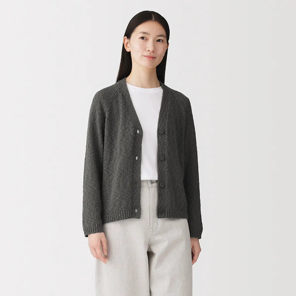 [MUJI] Cotton Blend Slub V-Neck Cardigan / 코튼 혼방 슬러브 V넥 가디건