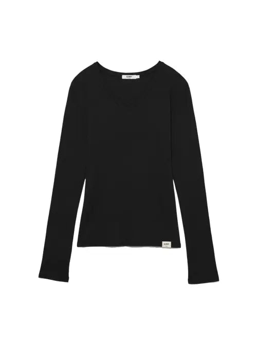 [GLOWNY] G CLASSIC V-NECK RIB LONG SLEEVE (BLACK)
