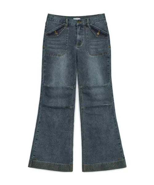 [HUG YOUR SKIN] Semi boots-cut denim pants (Blue Denim) / 세미 부츠컷 데님 팬츠 (블루 데님)