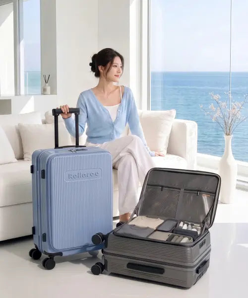 [ROLLAROO] 20 \u0026 24 Expandable Luggage Set with Front Opening Pocket / 인딥 기내용 전면오픈 55cm(20인치) 확장형 튼튼한 여행용 캐리어 65cm(24인치)