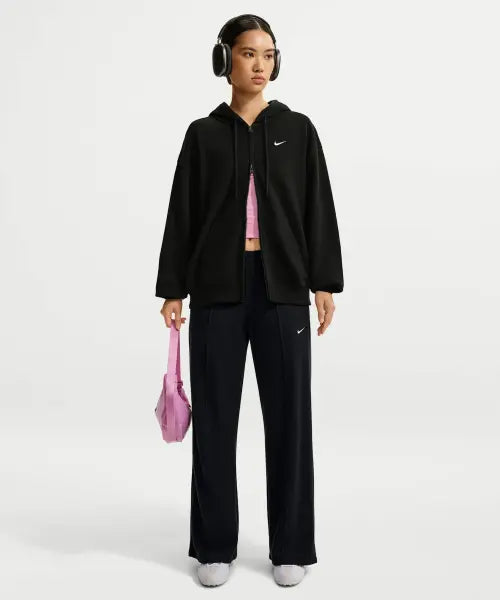 [NIKE] AS W NK STDO FLC LW OS FZ HDY - TOTAL BLACK/SAIL / 스튜디오 플리스 라이트웨이트 오버사이즈 풀집 후디 W - 토탈 블랙:세일 / IM8109-001