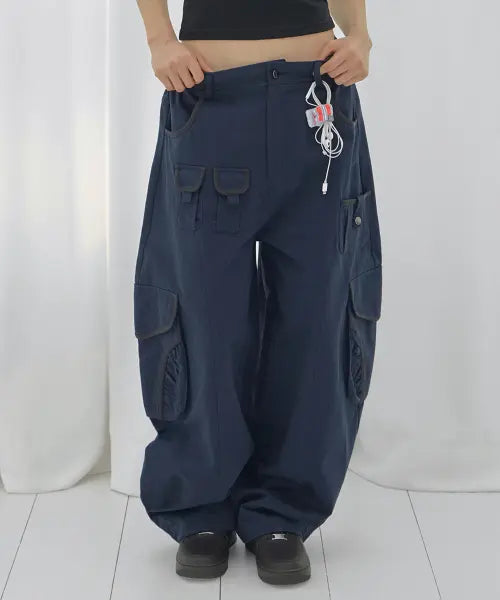 [FANCY CLUB] CARGO WORK BALLOON PANTS (NAVY) F26QD153 / 카고 워크 벌룬팬츠 (NAVY) F26QD153