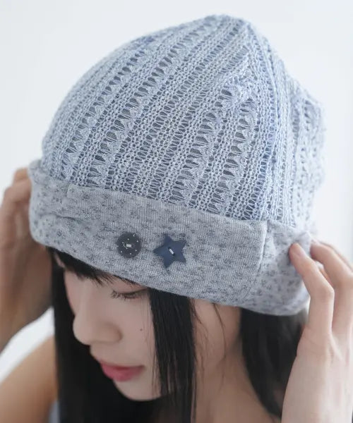 [MIMTHEWARDROBE] Summary Button Beanie - Baby Blue / 써머리 버튼 비니_베이비 블루