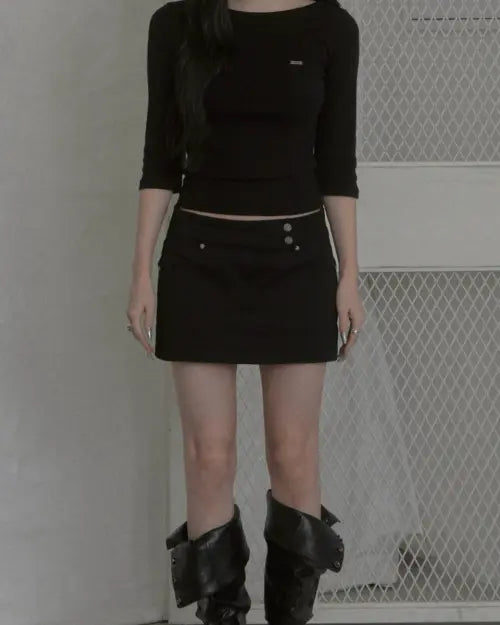 [KHAKIPOINT] Utility Mini Skirt (black)