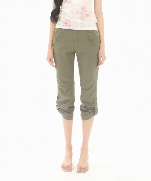 [MIRECO] ROLL-UP CAPRI CARGO PT KHAKI