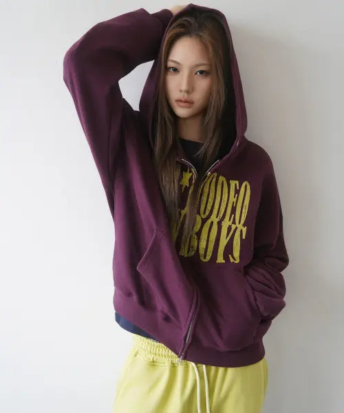 [MIMTHEWARDROBE] Rodeo Cowboy Hooded Zip-Up Jacket_Purple / 로데오 카우보이 후드집업_퍼플