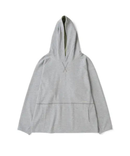 [THE COLDEST MOMENT] TCM stitch cross hooded long sleeve (melange grey)