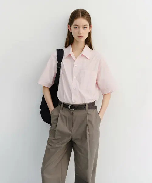[DUNST] UNISEX OPEN COLLARED SHIRT SOFT PINK / UNISEX OPEN COLLARED SHIRT_UDSH6B130_SOFT PINK