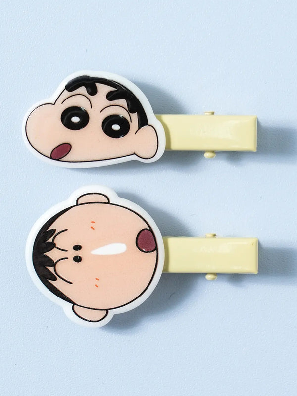 [DAISO] Crayon Shin-chan Face Hair Clips (Set of 2) - Yellow / 짱구 얼굴 헤어 집게핀 2개입 옐로우