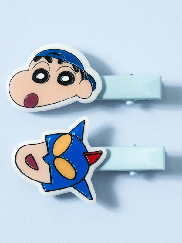 [DAISO] Crayon Shin-chan Face Hair Claw Clips (2-Pack) / 짱구 얼굴 헤어 집게핀 2개입 블루