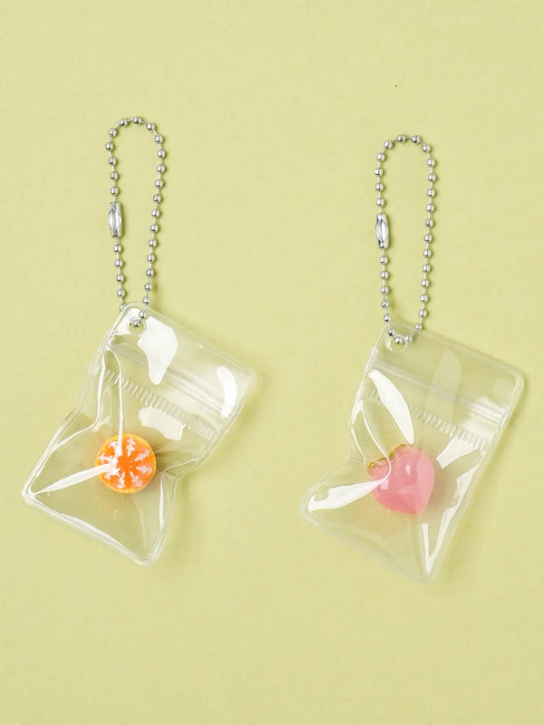 [DAISO] Fruit Keychains (Set of 2): Mandarin Orange & Peach / 과일 키링 2개입 귤＆복숭아