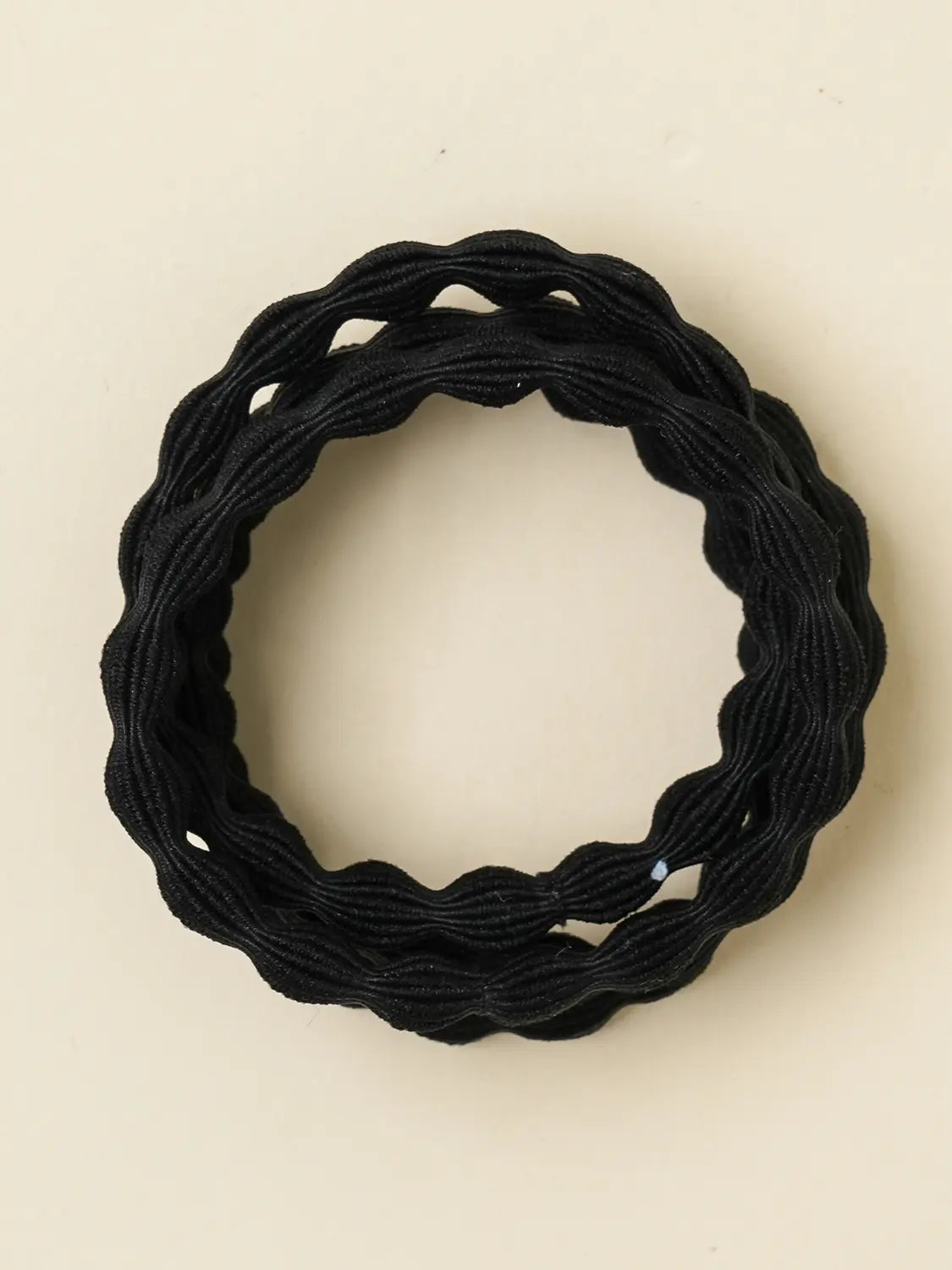 [DAISO] No-Tip Wavy Hair Ties (Black, 4-Pack) / 노팁 물결 헤어 고무줄 블랙 4개입