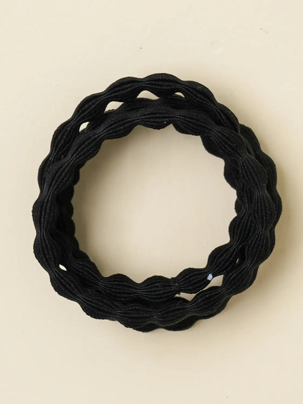 [DAISO] No-Tip Wavy Hair Ties (Black, 4-Pack) / 노팁 물결 헤어 고무줄 블랙 4개입