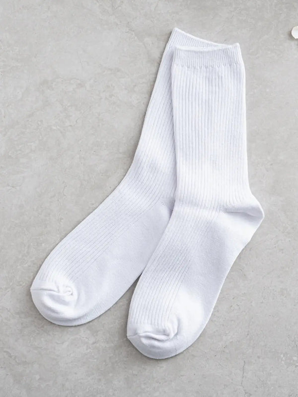 [Monput] Monfoot Women's Ribbed Long Socks White / 몬풋 여성 골지 장목 양말 화이트