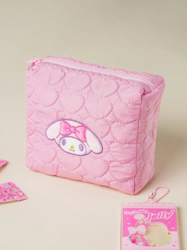 [DAISO] My Melody Heart Quilting Square Pouch / 마이멜로디 하트 퀼팅 사각 파우치