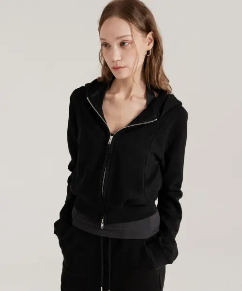 [SSIN AND LEE] Women's Easy Form Slim Fit Hooded Zip-Up Black / (W) 이지 폼 슬림핏 후드 집업 블랙