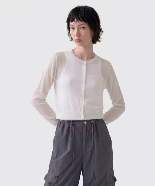 [CUTZ] Cool Touch Sheer Knit Cardigan(L/GREY) / 쿨 터치 시어 가디건(L/GREY)