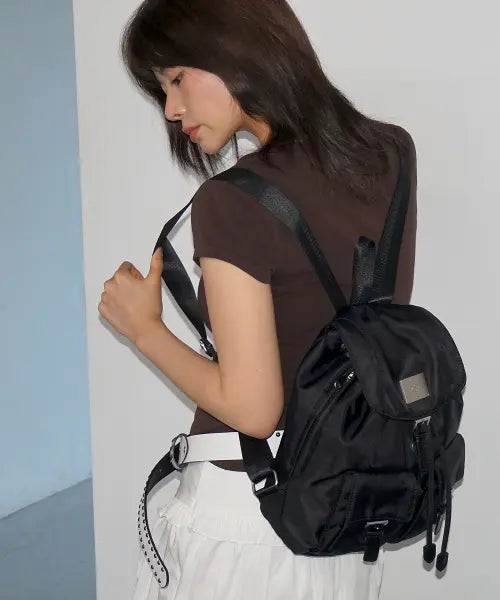[SALBOL] SYMBOL NYLON MINI BACKPACK [BLACK]