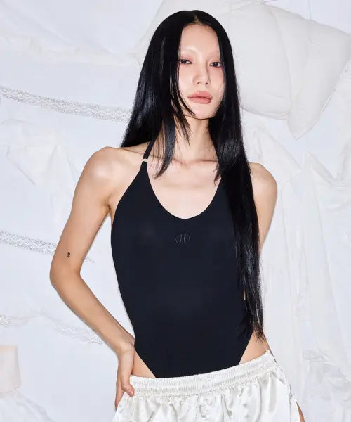 [THE MYSTERIOUS HOTEL] HOTEL HALTER BODYSUIT [BLACK]