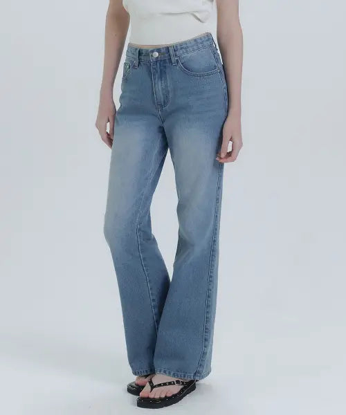 [MICANE] Albina Back Slit Semi Bootcut Denim Pants / 알비나 백슬릿 새미 부츠컷 데님 팬츠