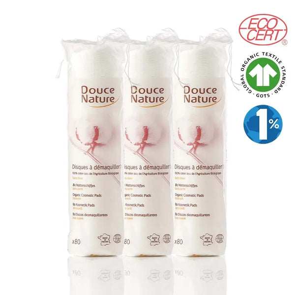 [Douce Nature] Dusnatour 100% Organic Cotton Round Cotton Pads 80 sheets x3 / 두스나뚜르 유기농 순면 100% 원형 화장솜 80매 x3개