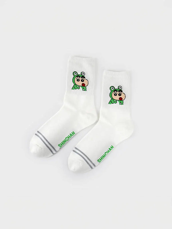 [DAISO] Crayon Shin-chan Women's Ribbed Long Socks / 짱구 여성 골지 장목 양말