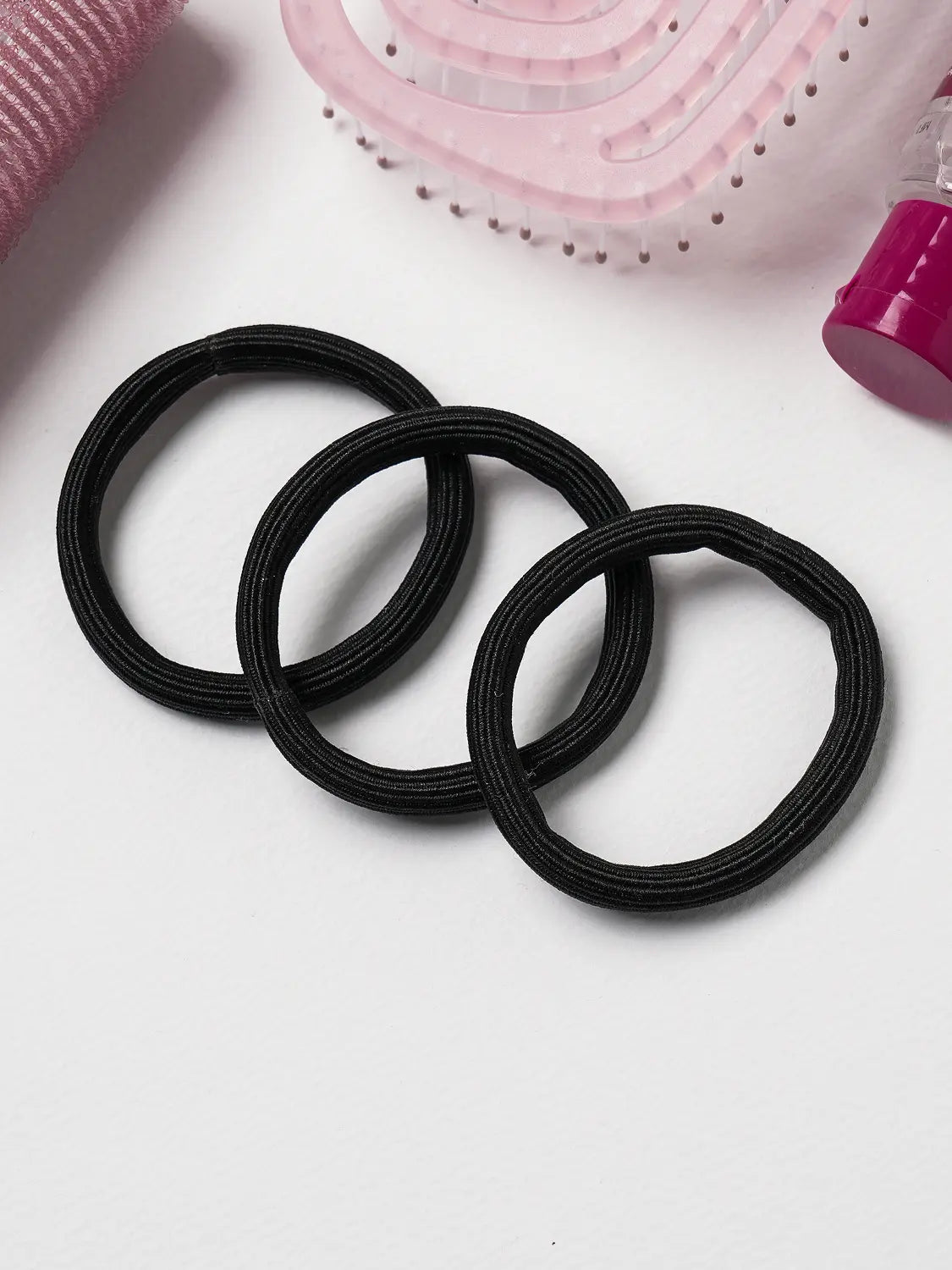 [DAISO] Round Solid Color Rubber Bands (Black, 3 Pieces) / 원형단색노팁고무줄(블랙)(3P)