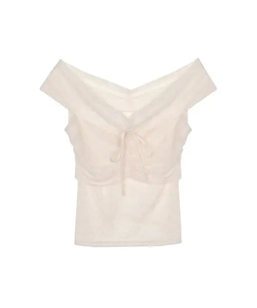 [NICK\u0026NICOLE] DRAPED LACE CAMI TOP_CREAM