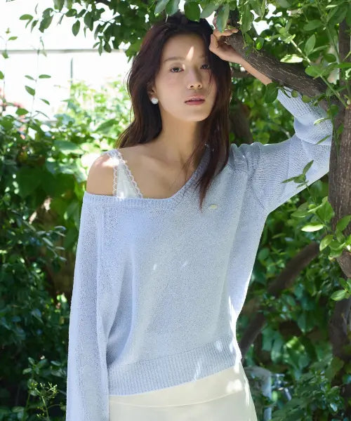 [ADAUL] Pastel loose fit layered knit - 3color