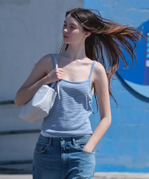[LOW CLASSIC] PAPER STRIPE KNIT CAMISOLE_BABY BLUE [LC262KN02BY]