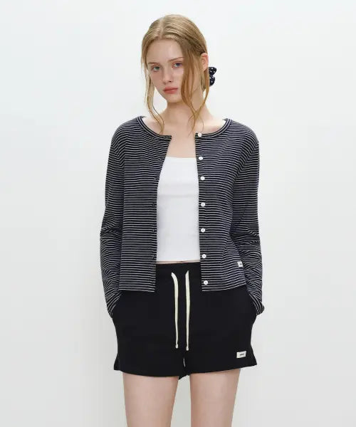 [MARITHÉ + FRANҪOIS GIRBAUD] W BASIC COTTON CARDIGAN navy stripe