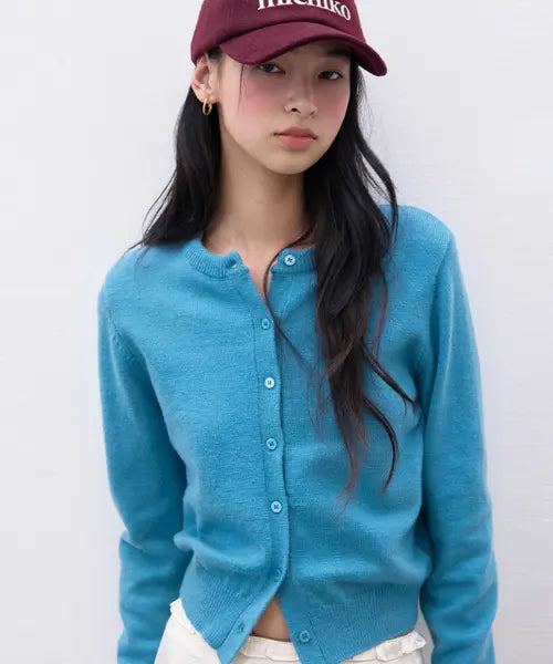 [MICHIKO LONDON KOSHINO] Essential Wool Knit Cardigan Teal blue / 에센셜 울 니트 가디건 틸 블루