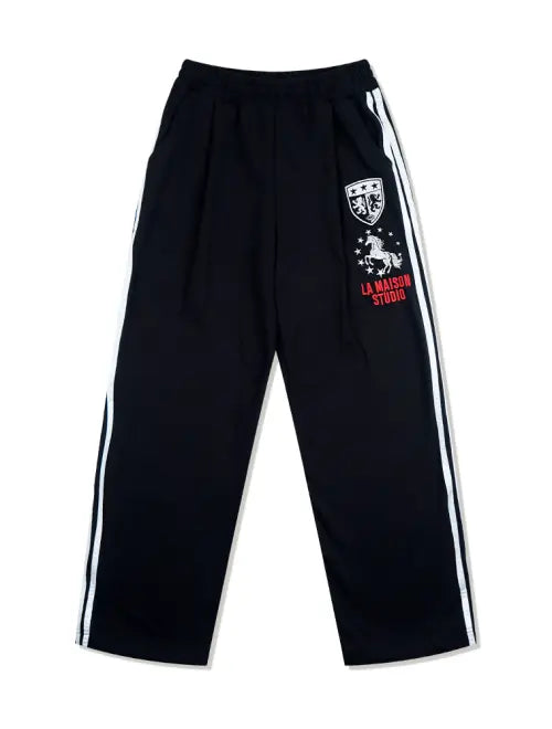 [LA MAISON STUDIO] Starhorse Eyelet Semi-Wide Pants Black / 스타홀스 아일렛 세미와이드 팬츠 블랙(FCG3PT953M)