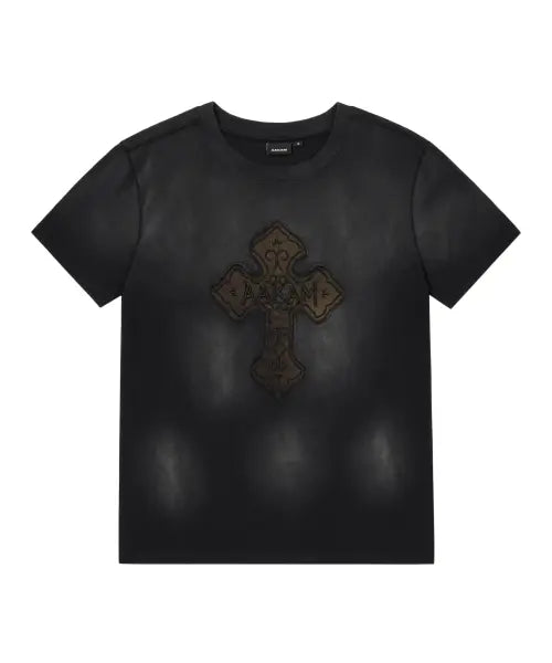 [AAKAM] Dust Fade CROS2 Half Top (Black)