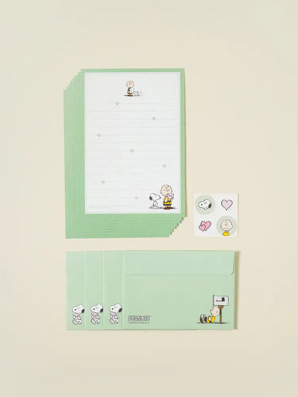 [DAISO] Peanuts Vintage Charlie Letter Set (4 Sheets) / 피너츠 빈티지 찰리 편지 세트 4매입